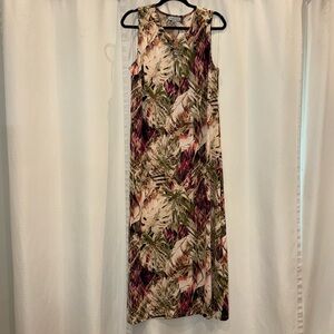 Chelsea Taylor Petite Large Tropical Sleeveless Stretchy Maxi Dress